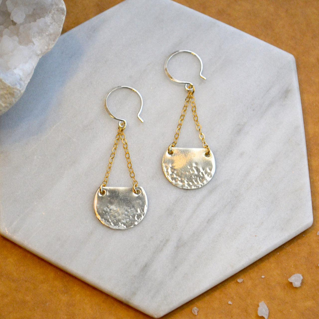 Barnacle Dangle Barnacle Earrings - handmade dappled half-moon nautical dangle earring ...