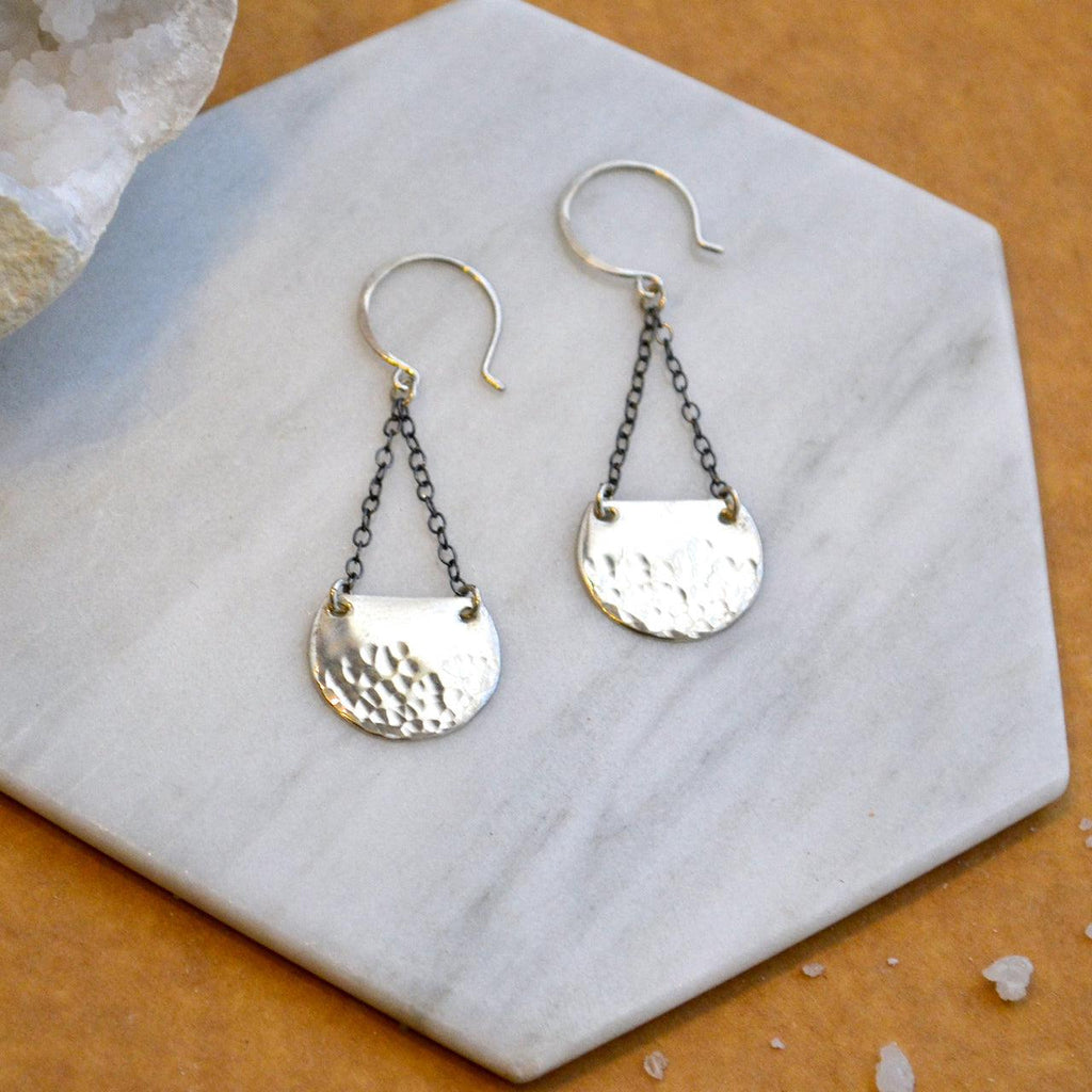 Barnacle Dangle Barnacle Earrings - handmade dappled half-moon nautical dangle earring ...