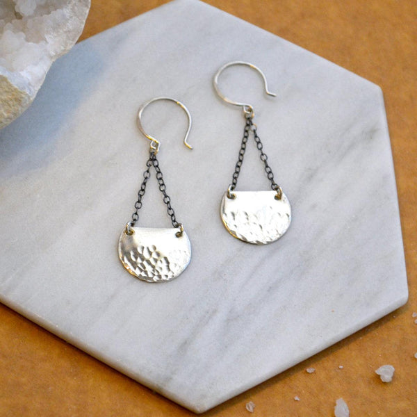 Barnacle Earrings - handmade dappled half-moon nautical dangle earrings - Foamy Wader