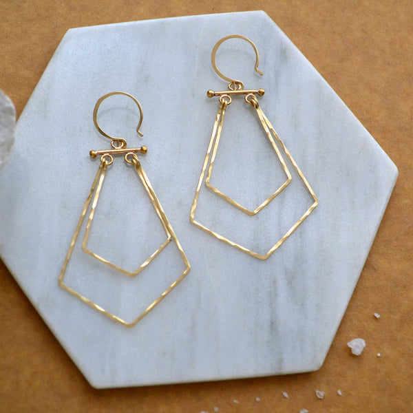 Breeze Earrings - handmade double kite statement earrings - Foamy Wader