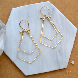 Breeze Earrings - handmade double kite statement earrings - Foamy Wader