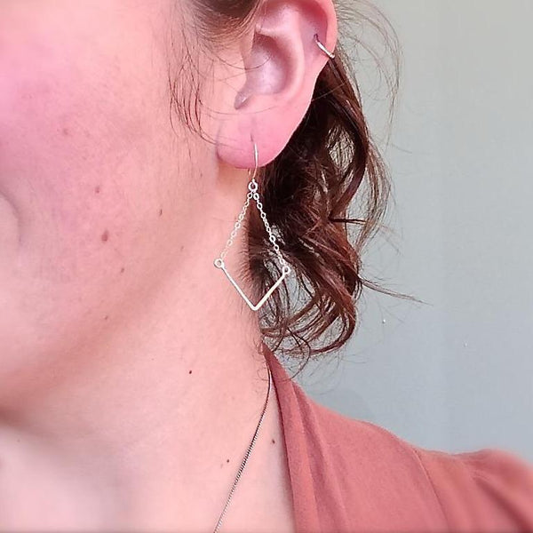 Chevron Earrings - handmade gold, silver, or mixed metal chevron earrings - Foamy Wader