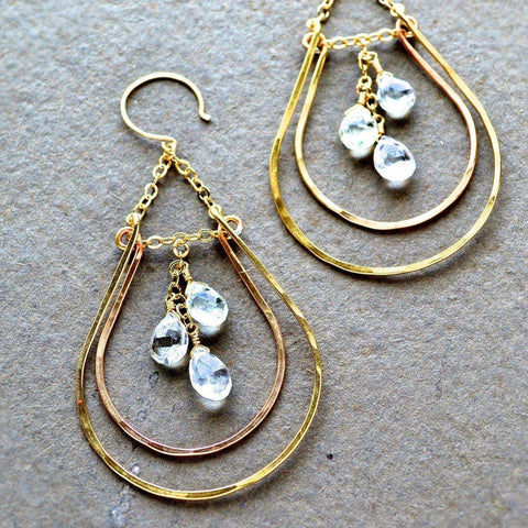 Hammock Earrings - handmade double teardrop statement dangle earrings - Foamy Wader