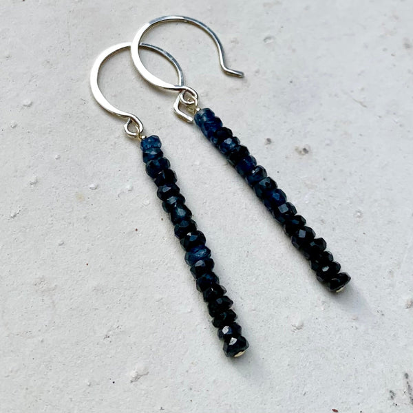 Ombre Earrings - ombre blue sapphire gradient column earrings - Foamy Wader
