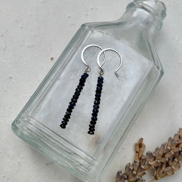 Ombre Earrings - ombre blue sapphire gradient column earrings - Foamy Wader