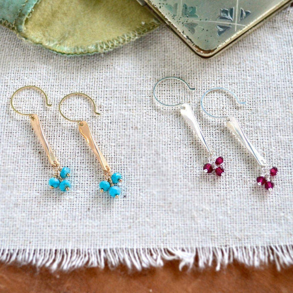Sea Spray Earrings - modern dangle spike earrings with birthstones - Foamy Wader