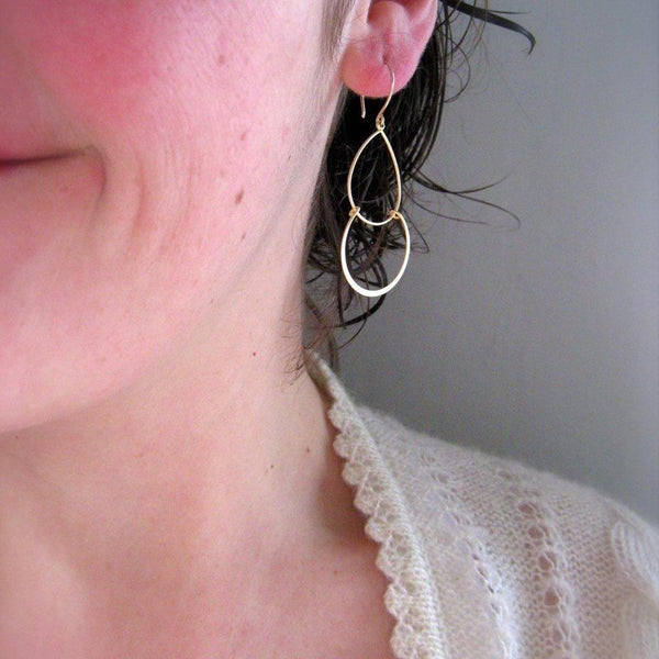 Serena Earrings - classy double drop earrings with teardrop and crescent - Foamy Wader