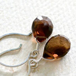 Silt Earrings - brown smoky quartz gemstone drop earrings - Foamy Wader