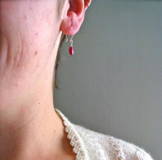Sookie Earrings - crimson red ruby gemstone drop earrings - Foamy Wader