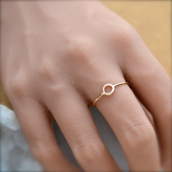 Shine Ring - hammered circle stacking ring gold and silver - Foamy Wader
