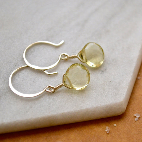 Limoncello Earrings - lemon quartz gemstone drop earrings - Foamy Wader