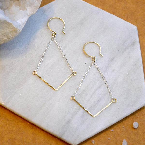 Chevron Earrings - handmade gold, silver, or mixed metal chevron earrings - Foamy Wader