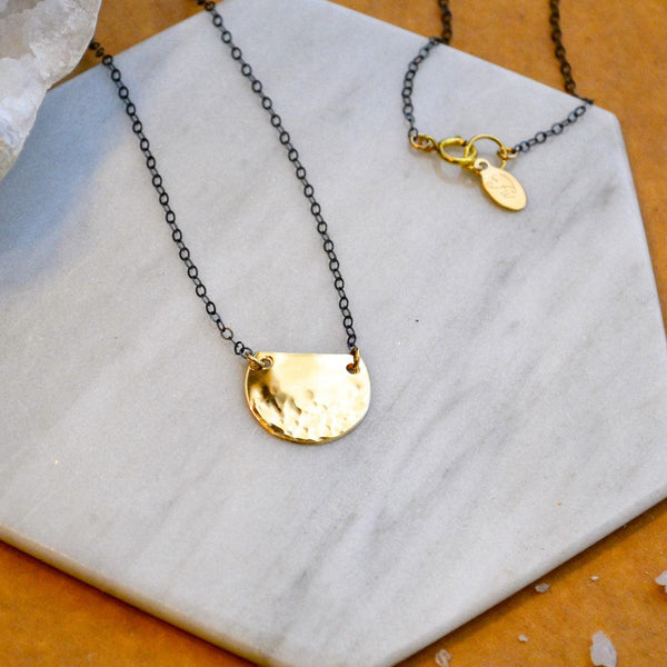 Barnacle Necklace - dappled half-moon semi-circle pendant necklace - Foamy Wader