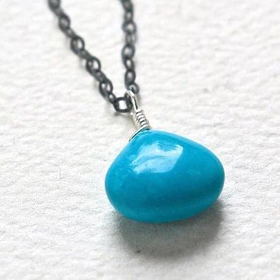 Cozumel Necklace - blue turquoise gemstone solitaire necklace - Foamy Wader