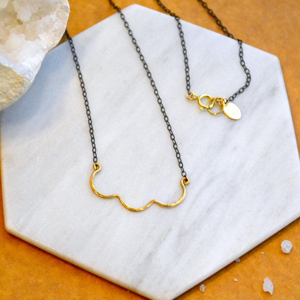 Scallop Necklace - handmade nautical scallop shell curve necklace - Foamy Wader