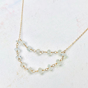 Sea Salt Necklace - multi gemstone semi-circle necklace with aquamarine - Foamy Wader