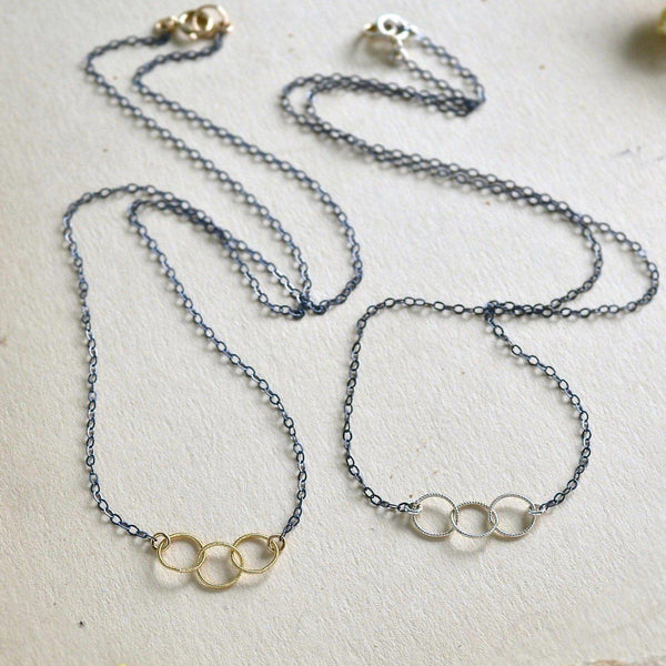 Trio Necklace - handmade interlocking triple circle necklace - Foamy Wader