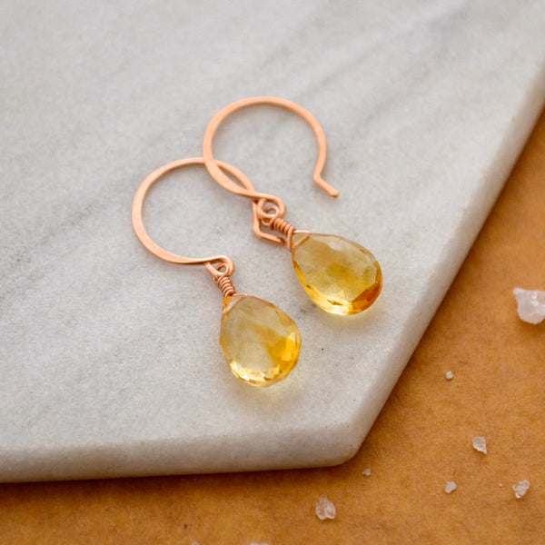 Orange Blossoms Earrings - honey orange citrine gemstone drop earrings - Foamy Wader