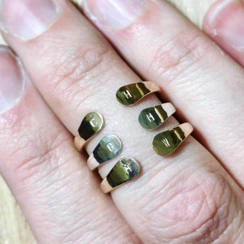 Custom Initial Ring open face double initial ring signet monogram ring ...