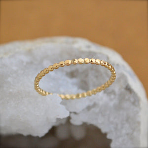 Droplets Ring - beaded dotted shimmering stacking ring in precious metals - Foamy Wader