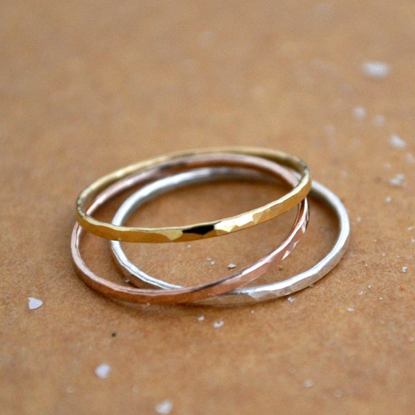 Shimmer Ring - minimalist handmade hammered stacking ring, sustainable jewelry - Foamy Wader