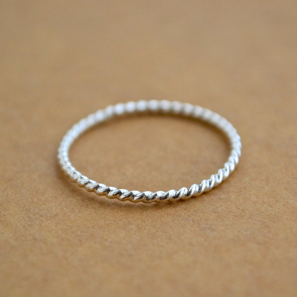 Tightrope Ring - handmade twisted wire rope precious metal stacking ri ...