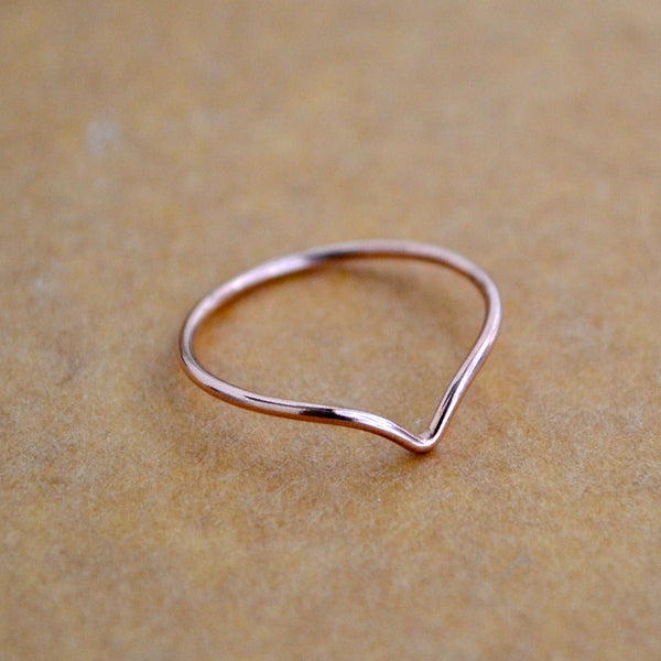 Gull Ring - handmade precious metal curved peak stacking ring - Foamy Wader