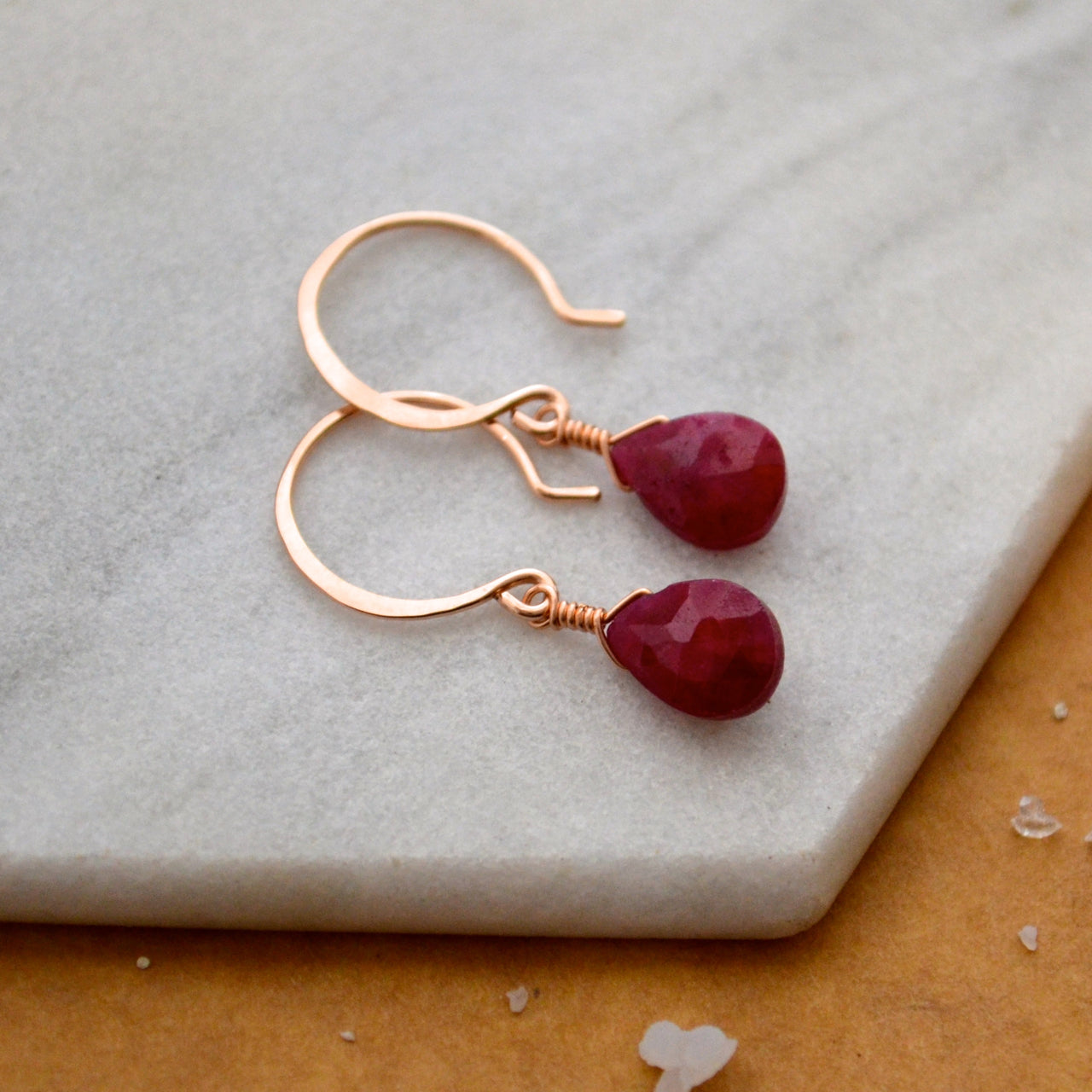 Sookie Earrings crimson red ruby gemstone drop earrings Foamy Wader