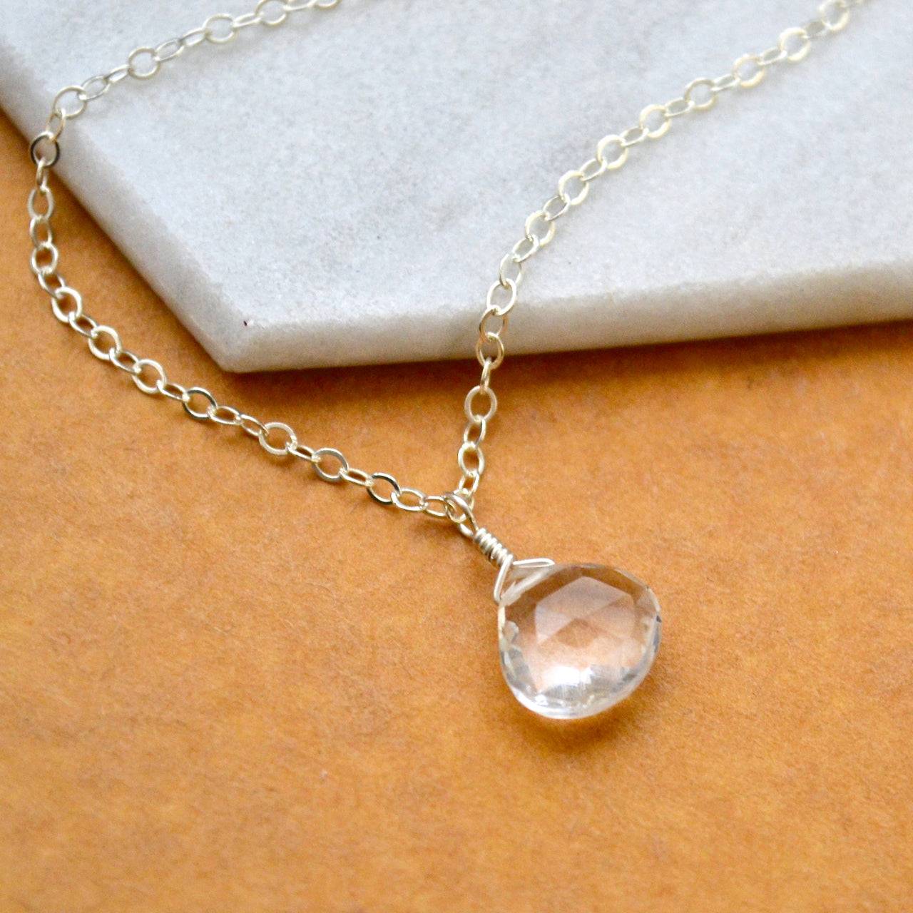 White topaz solitaire necklace on sale